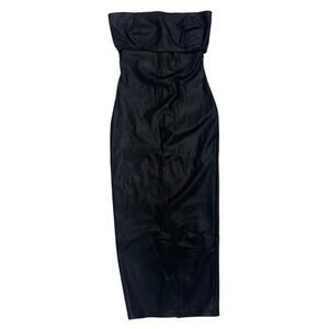 AKIRA | Dresses | Womens Akira Black Faux Leather Bubble Hem Midi Dress  Size L | Poshmark